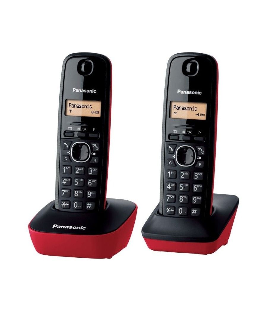 Teléfono inalámbrico panasonic kx-tg1612/ pack duo/ negro y rojo