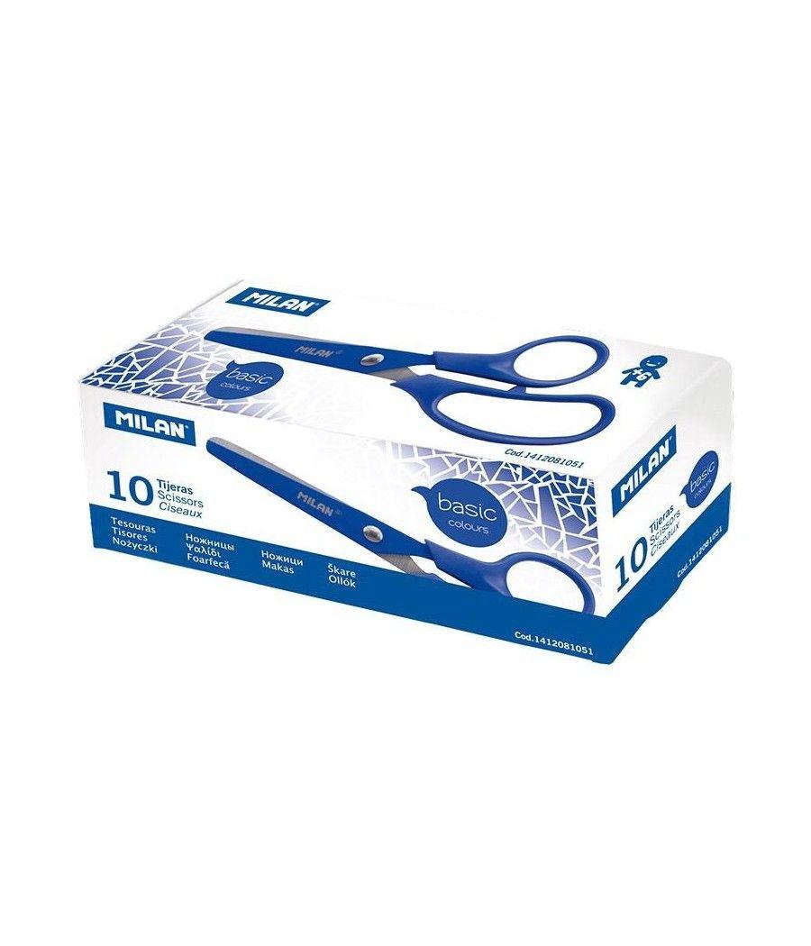 Milan tijeras basic colours diestros 13,4cm asimétricas azul pack 10 unidades