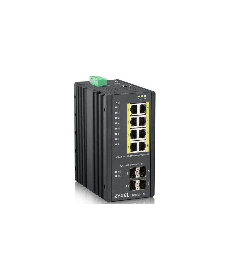 Zyxel RGS200-12P Gestionado L2 Gigabit Ethernet (10/100/1000) Energía sobre Ethernet (PoE) Negro - Imagen 2