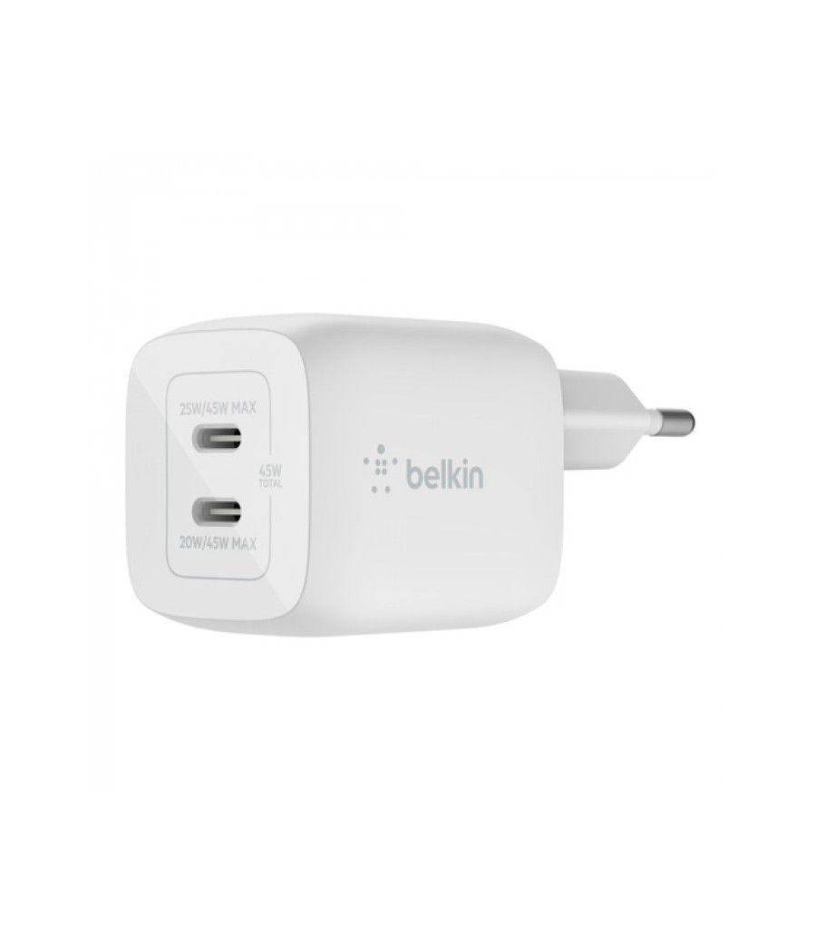 Cargador domestico belkin wch011vfwh doble usb-c gan boost charge pro 45w (25w+20w)