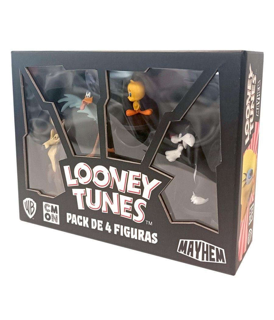 Juego de mesa looney tunes mayhem pack de 4 figuras pegi 10