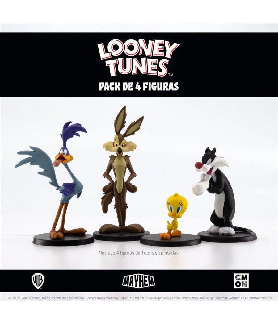 Juego de mesa looney tunes mayhem pack de 4 figuras pegi 10