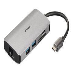 Hub usb-c d-link a 3 puertos usb3.0 +1 hdmi +1p usb-c +lector de tarjetas sd/microsd/sdhc/sdxc +1p lan giga aluminio y otg