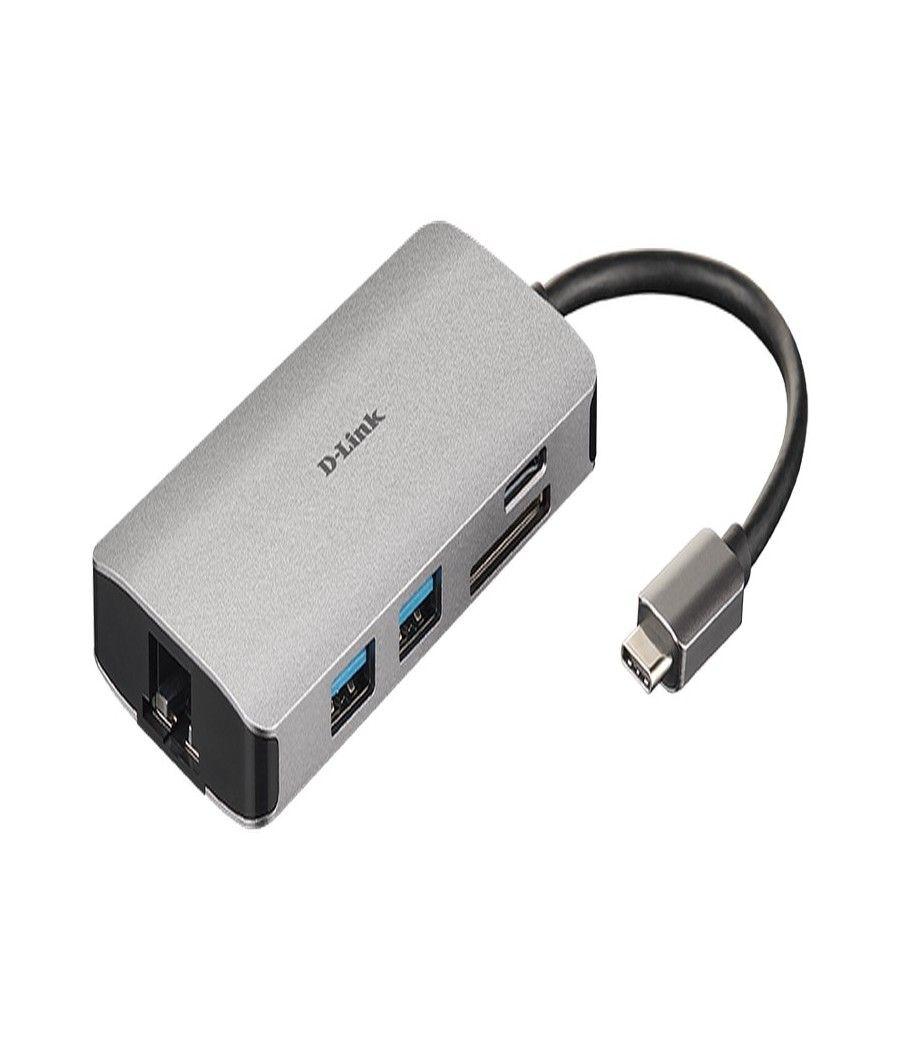Hub usb-c d-link a 3 puertos usb3.0 +1 hdmi +1p usb-c +lector de tarjetas sd/microsd/sdhc/sdxc +1p lan giga aluminio y otg