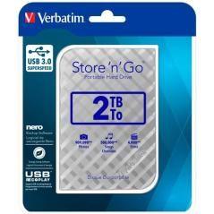 Verbatim disco duro portátil store 'n' go 2tb hdd 2.5" usb 3.0 plata