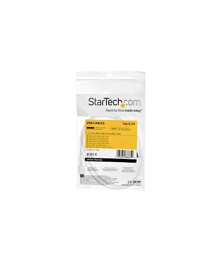 StarTech.com Cable de 1m USB 2.0 a USB-C - Blanco - Imagen 6