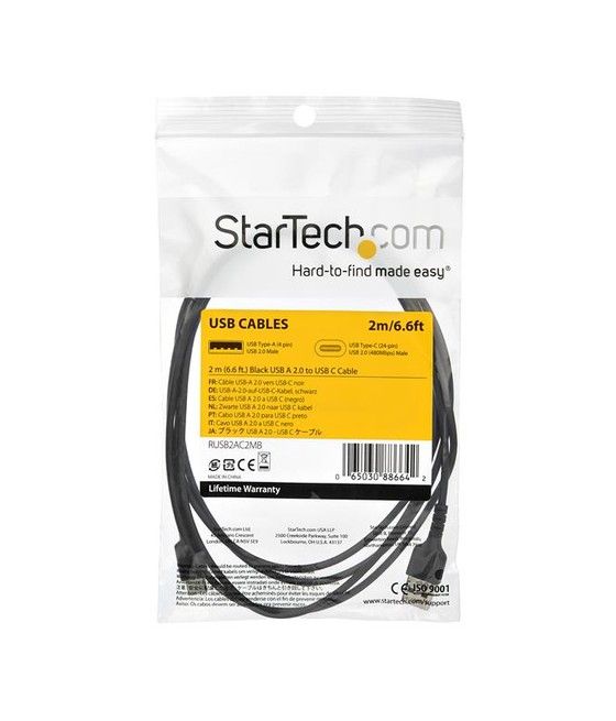 StarTech.com Cable de 2m USB 2.0 a USB-C - Negro - Imagen 5