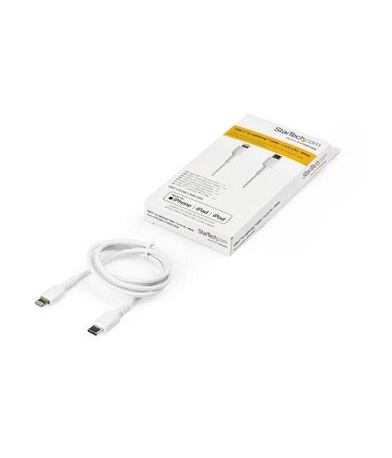 StarTech.com Cable Resistente USB-C a Lightning de 1 m Blanco - Cable de Sincronización y Carga USB Tipo C a Lightning con Fibra