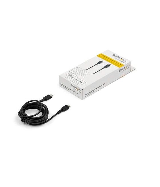 StarTech.com Cable Resistente USB-C a Lightning de 2 m Negro - Cable de Sincronización y Carga USB Tipo C a Lightning con Fibra 