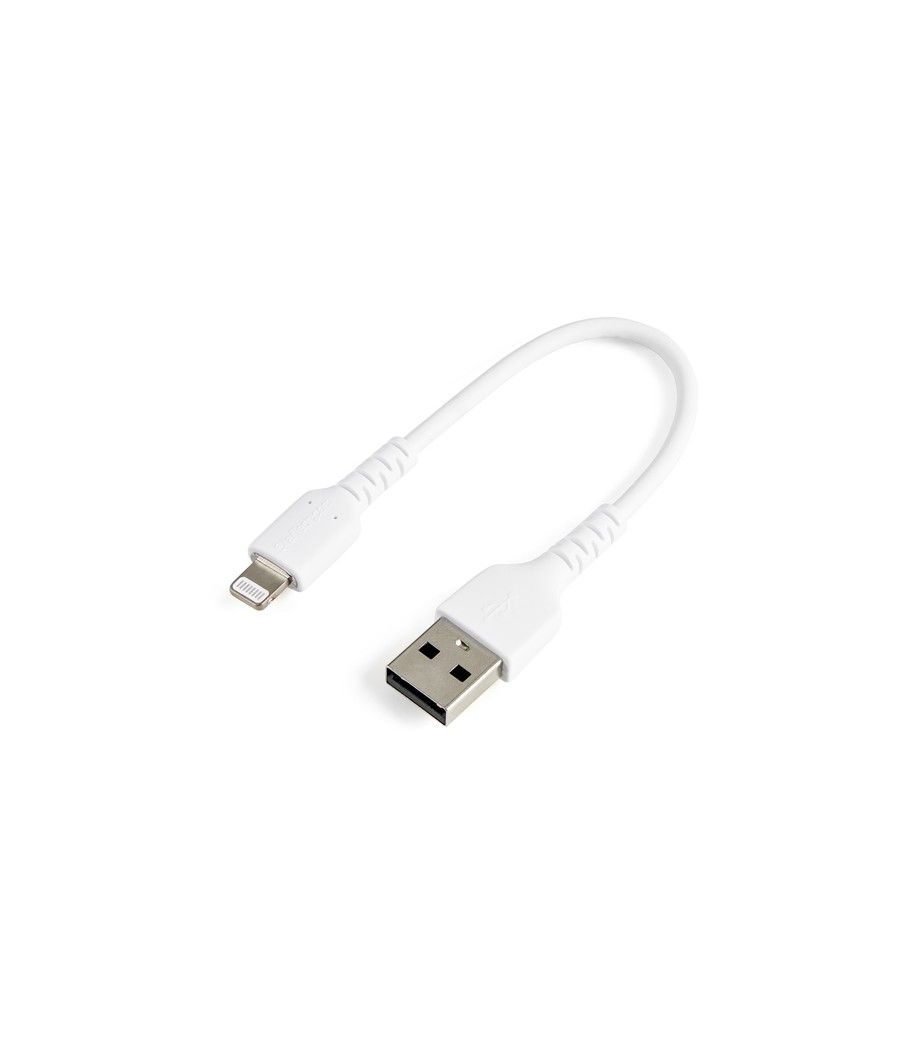 StarTech.com Cable Resistente USB-A a Lightning de 15 cm Blanco - Cable de Sincronización y Carga USB Tipo A a Lightning con Fib
