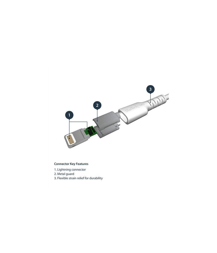 StarTech.com Cable Resistente USB-A a Lightning de 2 m Blanco - Cable de Alimentación y Sincronización USB Tipo A a Lightning co