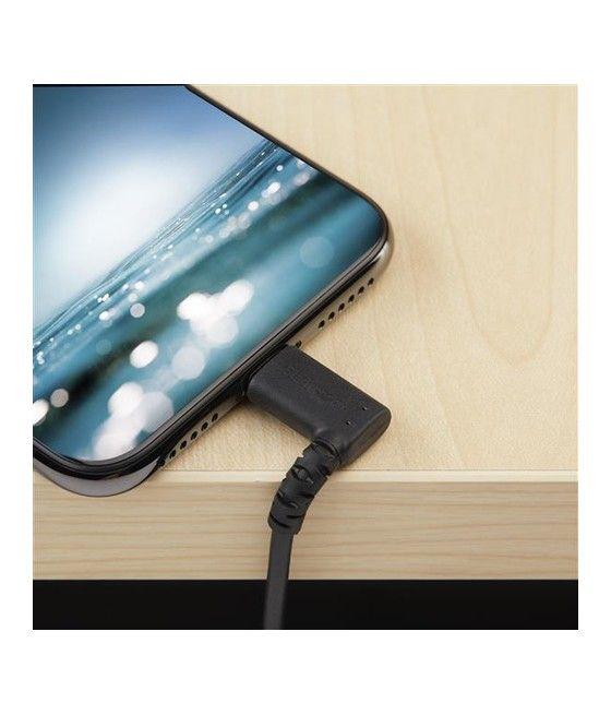 StarTech.com Cable Resistente USB-A a Lightning de 2 m - Negro -Acodado en un Ángulo de 90° a la Derecha - Cable de Carga y Sinc