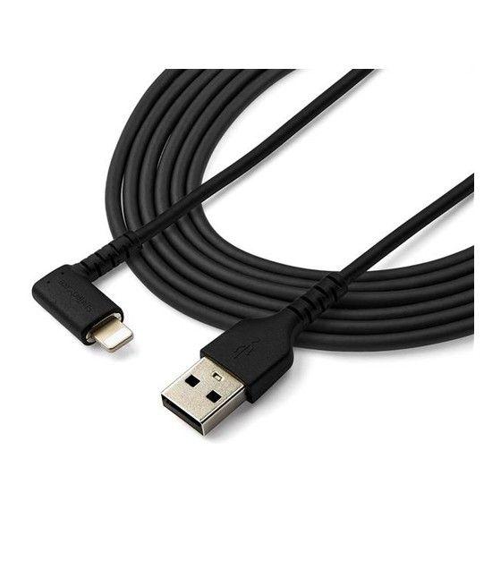 StarTech.com Cable Resistente USB-A a Lightning de 2 m - Negro -Acodado en un Ángulo de 90° a la Derecha - Cable de Carga y Sinc