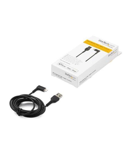 StarTech.com Cable Resistente USB-A a Lightning de 2 m - Negro -Acodado en un Ángulo de 90° a la Derecha - Cable de Carga y Sinc