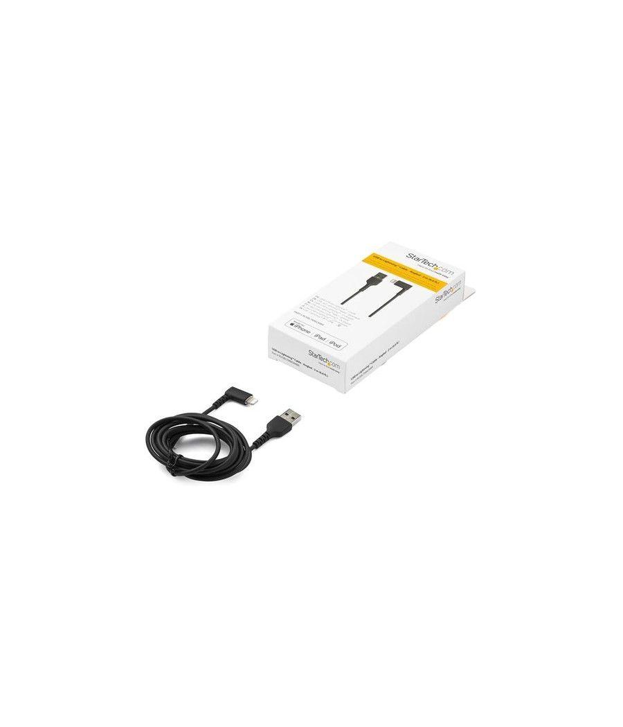 StarTech.com Cable Resistente USB-A a Lightning de 2 m - Negro -Acodado en un Ángulo de 90° a la Derecha - Cable de Carga y Sinc