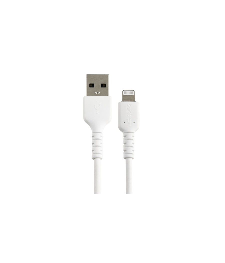 StarTech.com Cable Resistente USB-A a Lightning de 30 cm Blanco - Cable de Sincronización y Carga USB Tipo A a Lightning con Fib