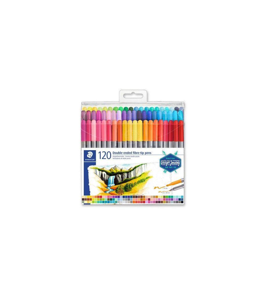 Estuche de plástico con 120 rotuladores, colores surtidos staedtler 3200 tb120