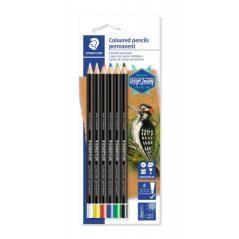 Blíster con 6 lápices, uno de cada color (blanco, amarillo, rojo, azul, verde y negro) staedtler 10820bk6-c