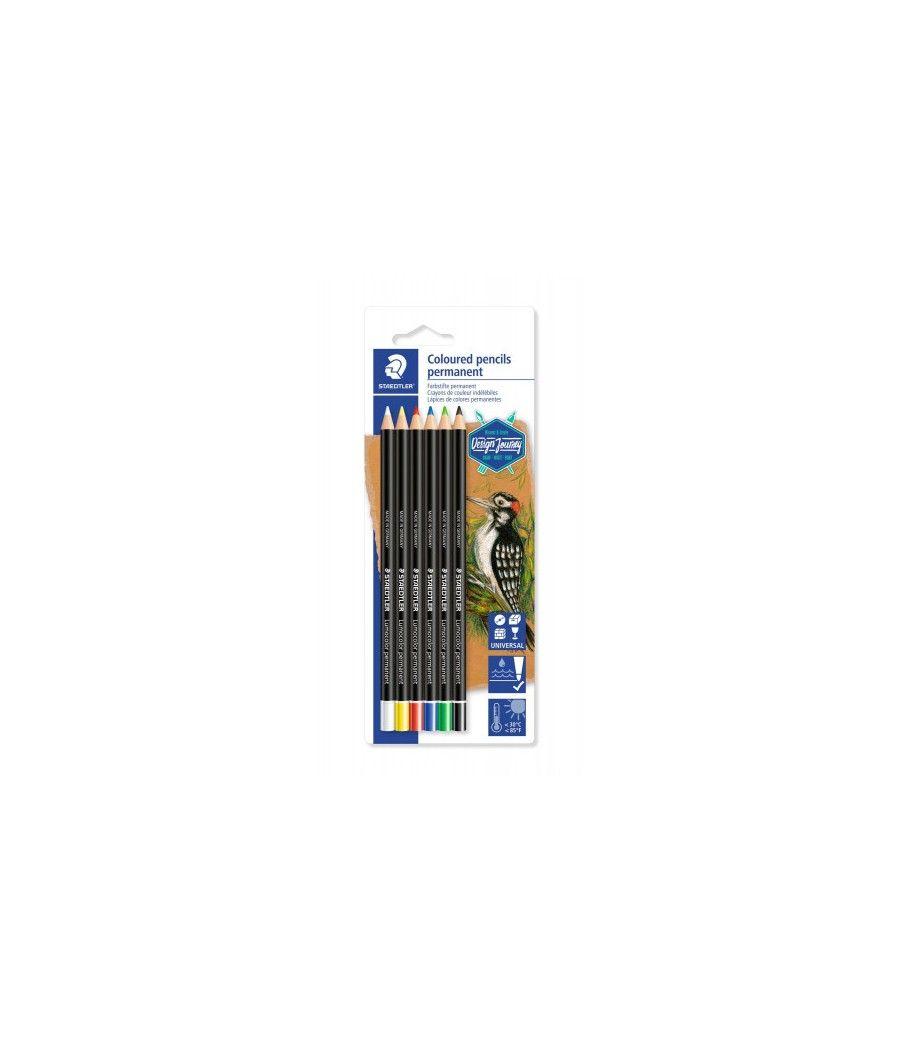 Blíster con 6 lápices, uno de cada color (blanco, amarillo, rojo, azul, verde y negro) staedtler 10820bk6-c