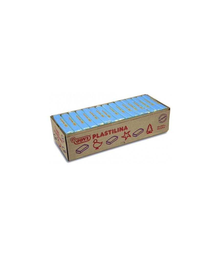 Caja 15 pastillas plastilina 350 g - azul claro jovi 7212