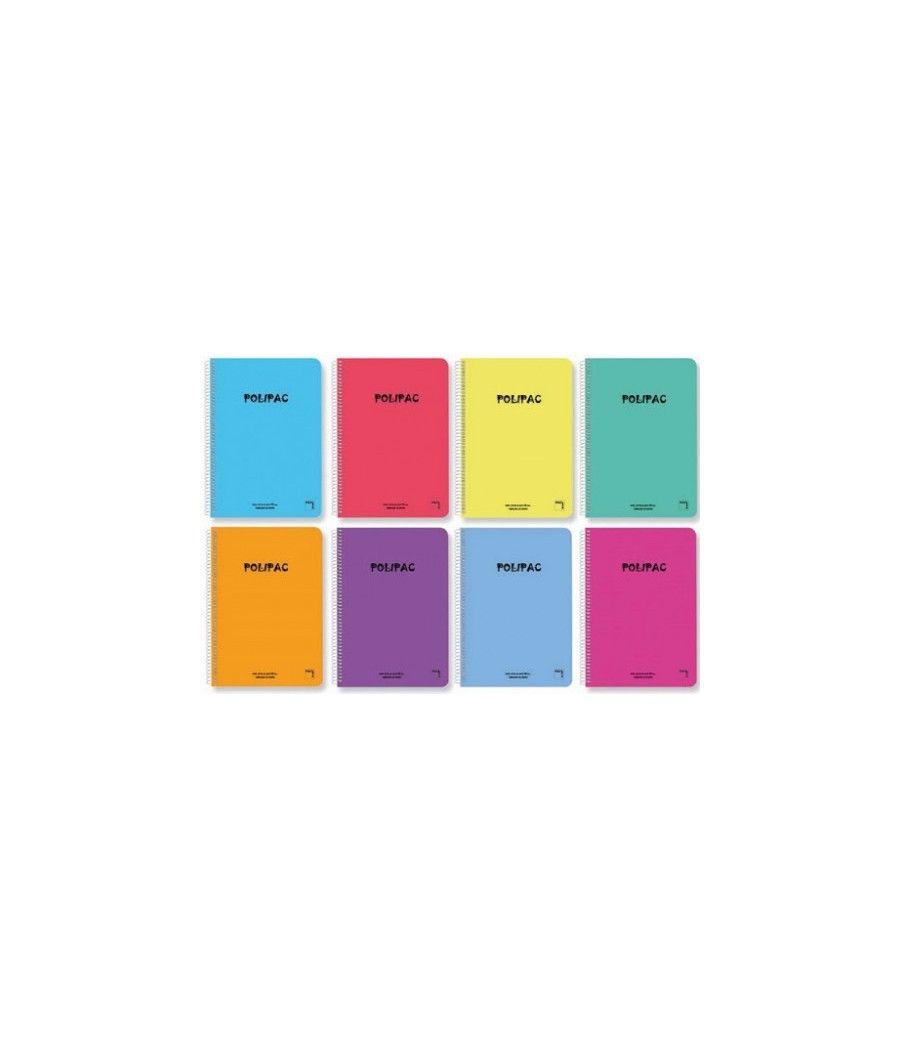 Cuaderno serie polipac tapa polipropileno 4º (155x215mm.) 80 hojas cuadrícula 4x4 8 colores surtidos pacsa 16962 pack 5 unidades