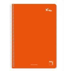 Cuaderno serie xtra 60gr.tapa contracolada folio (215x310mm.) 80 hojas cuadrícula 4x4 color rojo pacsa 16729 pack 5 unidades