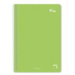 Cuaderno serie xtra 60gr.tapa contracolada folio (215x310mm.) 80 hojas cuadrícula 4x4 color verde oscuro pacsa 16078 pack 5 unid