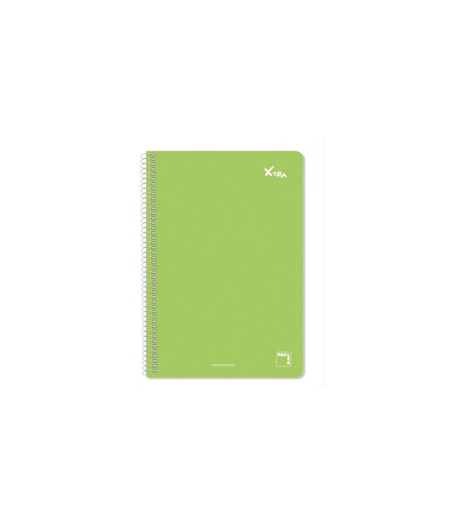 Cuaderno serie xtra 60gr.tapa contracolada folio (215x310mm.) 80 hojas cuadrícula 4x4 color verde oscuro pacsa 16078 pack 5 unid