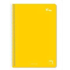 Cuaderno serie xtra 60gr.tapa contracolada folio (215x310mm.) 80 hojas cuadrícula 4x4 color amarillo pacsa 16050 pack 5 unidades