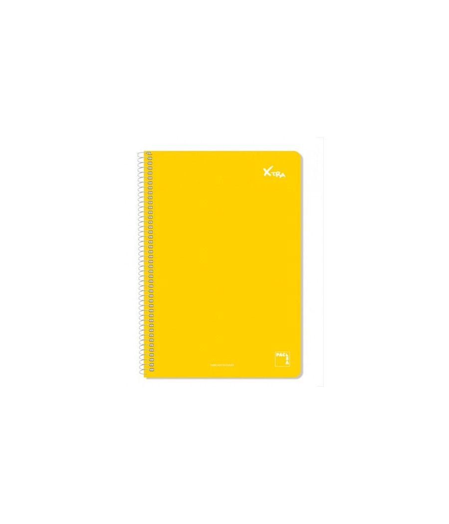 Cuaderno serie xtra 60gr.tapa contracolada folio (215x310mm.) 80 hojas cuadrícula 4x4 color amarillo pacsa 16050 pack 5 unidades