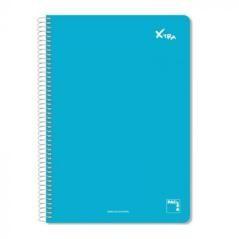 Cuaderno serie xtra 60gr.tapa contracolada folio (215x310mm.) 80 hojas cuadrícula 4x4 color azul pacsa 16070 pack 5 unidades