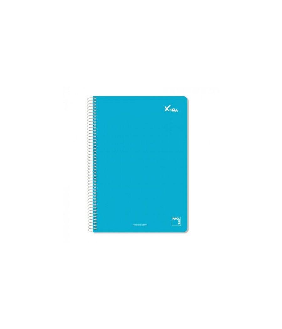 Cuaderno serie xtra 60gr.tapa contracolada folio (215x310mm.) 80 hojas cuadrícula 4x4 color azul pacsa 16070 pack 5 unidades