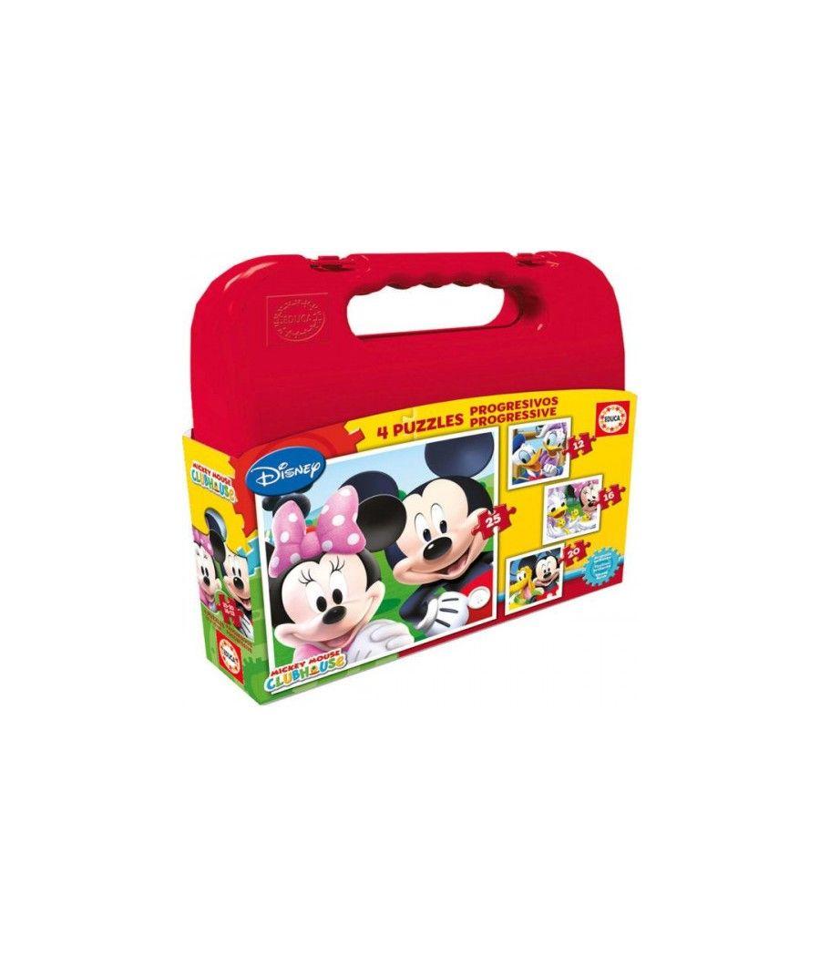 Maleta puzzles progresivos mickey mouse 12-16-20-25 de 3-6 años educa borras 16505