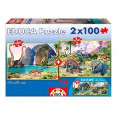 Puzzle 2x100 dino world de 6-8 años educa borras 15620