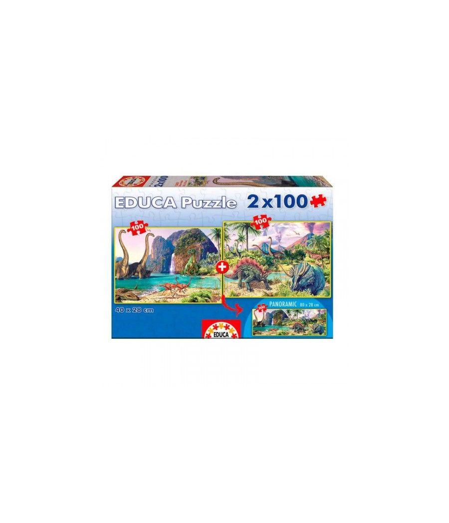 Puzzle 2x100 dino world de 6-8 años educa borras 15620