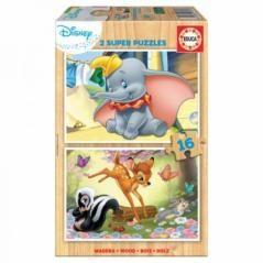 Puzzle madera disney animals dumbo+bambi 2x16 piezas educa borras 18079