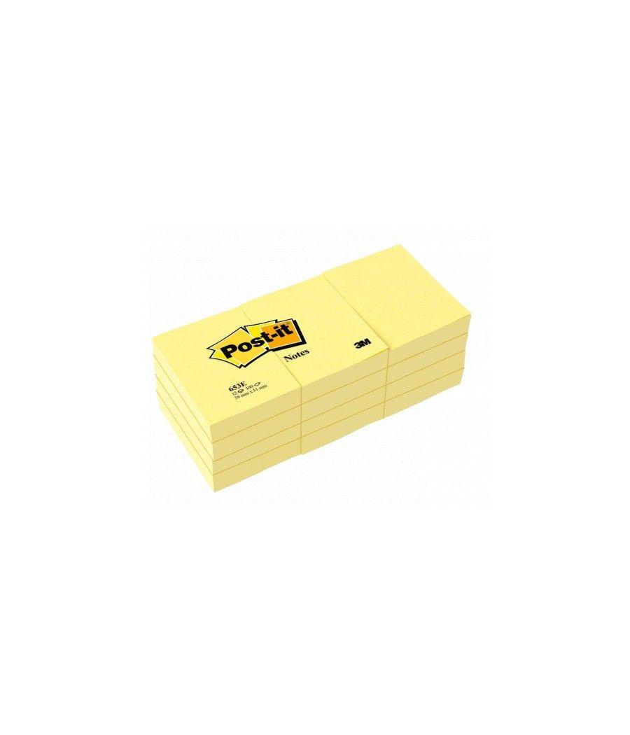 Pack 12 bloc de notas adhesivas amarillas 100 hojas (38x51) post-it 3m653