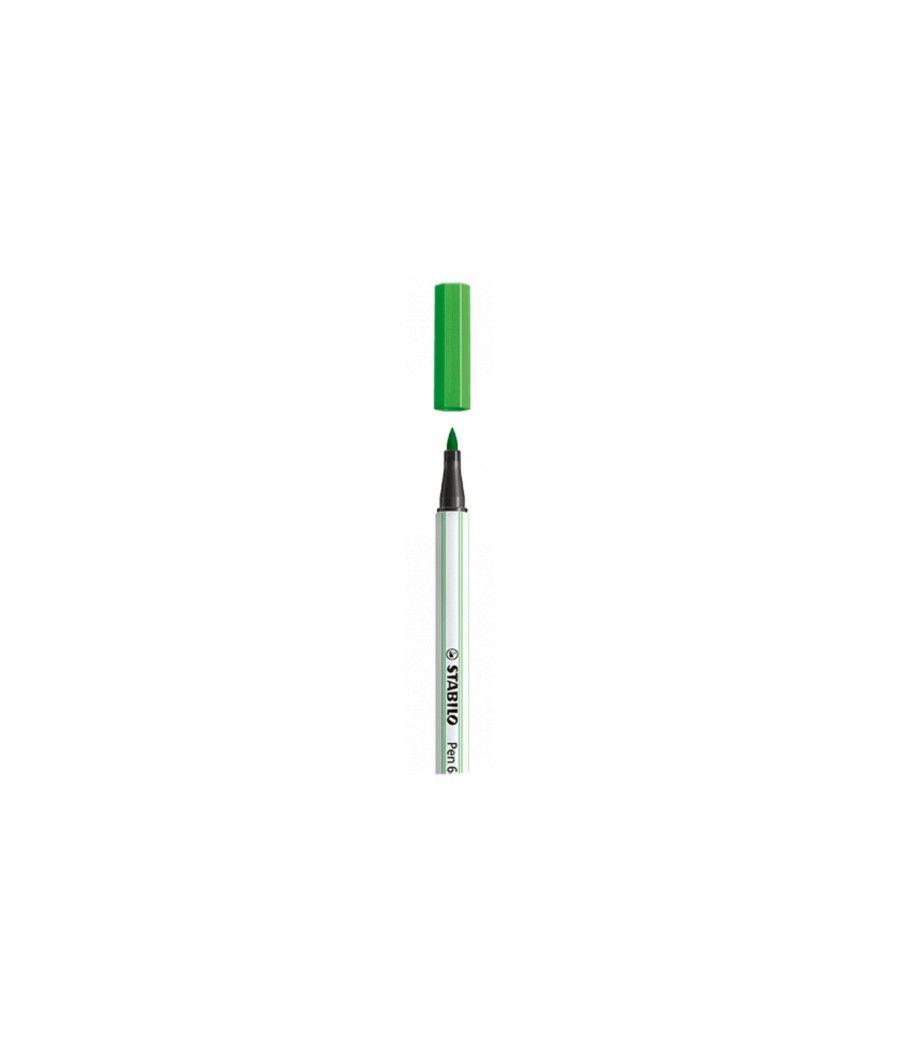 Rotulador punta fibra pincel pen 68 brush verde claro stabilo 568/33 pack 10 unidades