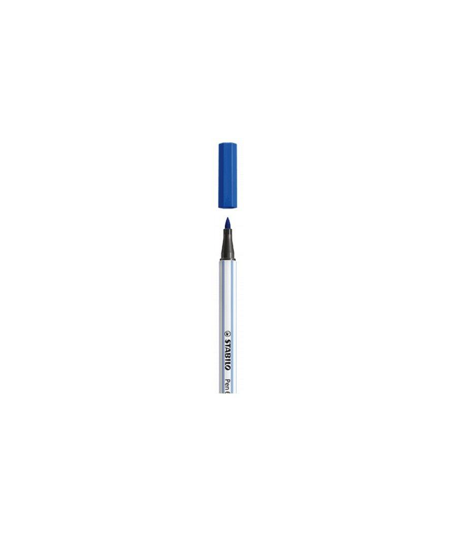 Rotulador punta fibra pincel pen 68 brush azul stabilo 568/32 pack 10 unidades