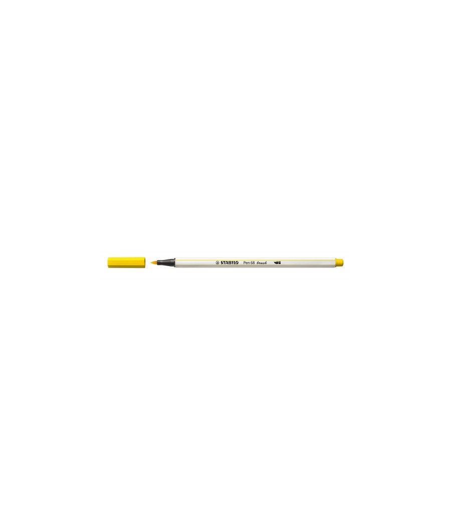 Rotulador punta fibra pincel pen 68 brush amarillo stabilo 568/44 pack 10 unidades