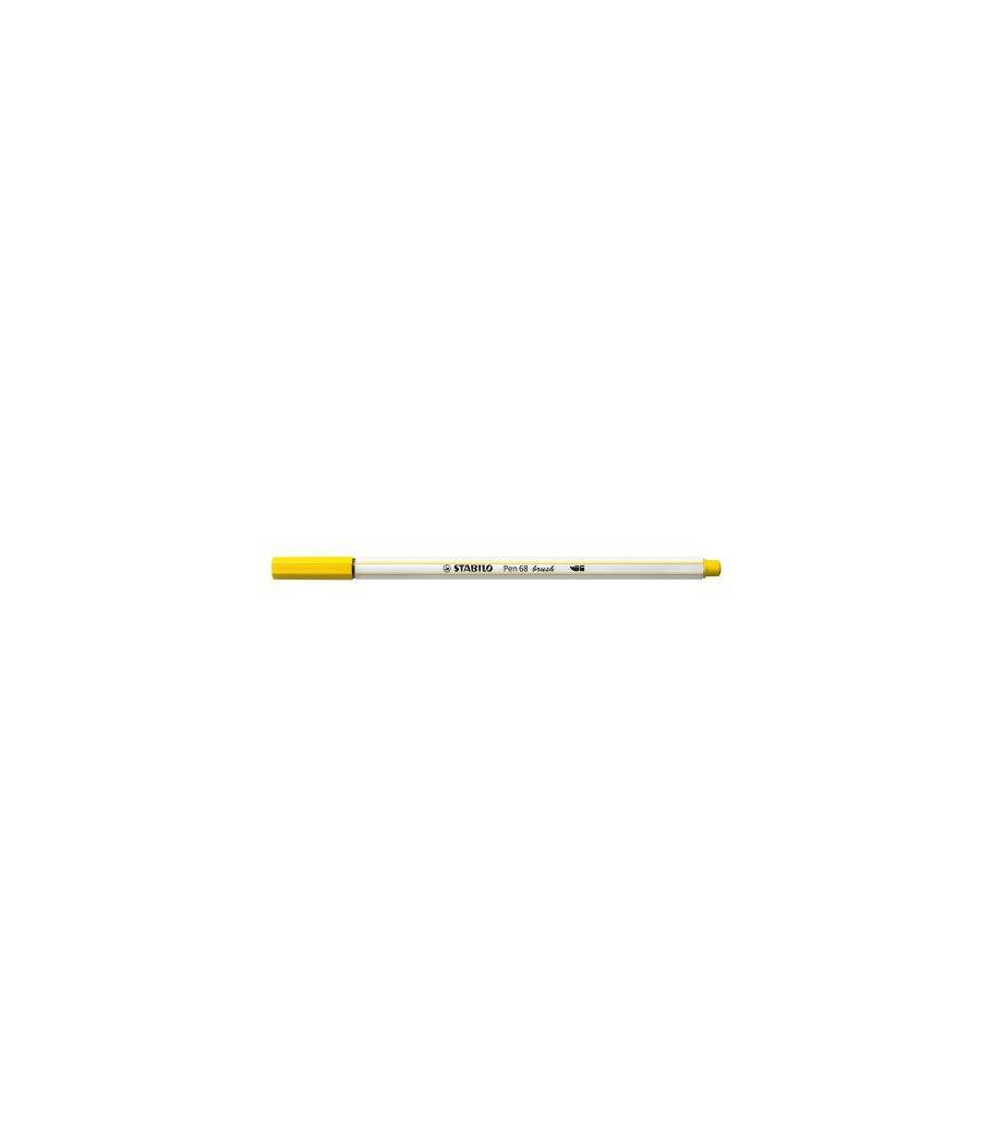 Rotulador punta fibra pincel pen 68 brush amarillo stabilo 568/44 pack 10 unidades