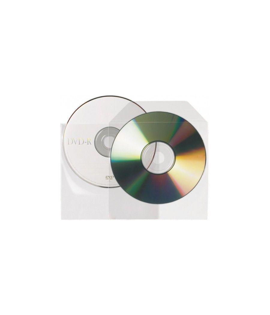 Pack de 25 fundas cd-dvd pp transparente no adhesivas con solapa 3l 10295