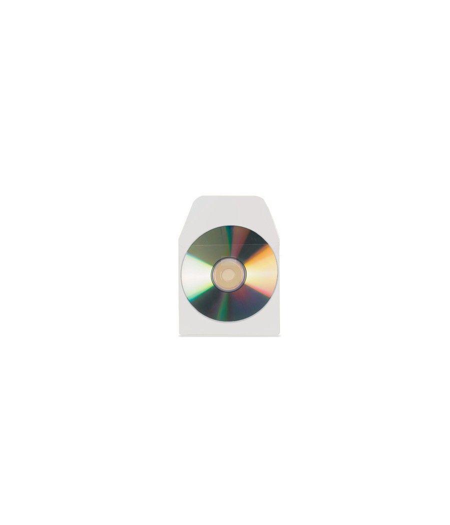 Pack de 100 fundas cd-dvd pp transparente autoadhesivas con solapa 3l 6832-100