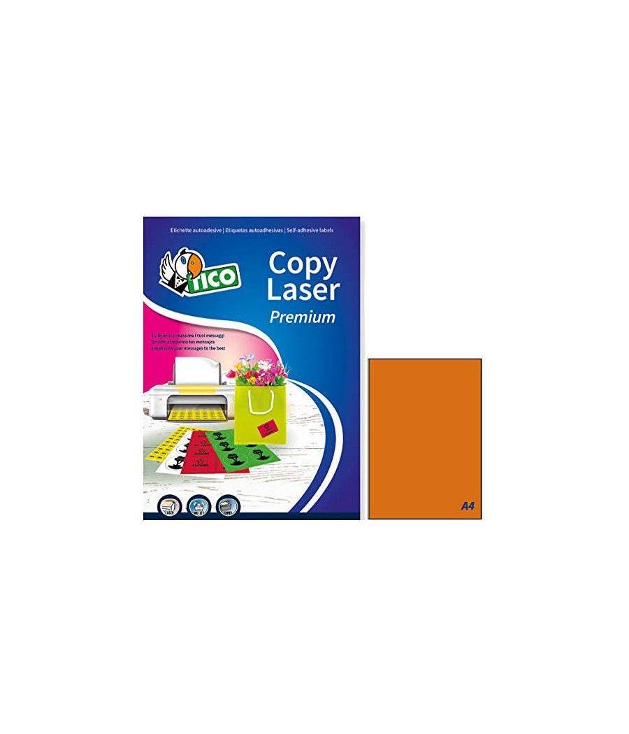 Caja 70 hojas etiquetas naranja fluorescente sin márgenes-láser/inyección de tinta/fotocopiadoras-210x297 mm tico lp4fa-210297