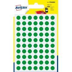 Paquete 6 hojas etiquetas redondas gomets verdes 8mm diametro avery psa08v
