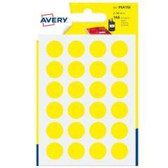 Paquete 7 hojas etiquetas redondas gomets amarillas 15mm diametro avery psa15j