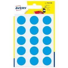 Paquete 6 hojas etiquetas redondas gomets azul 19mm diametro avery psa19b