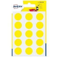 Paquete 6 hojas etiquetas redondas gomets amarillas 19 mm diametro avery psa19j