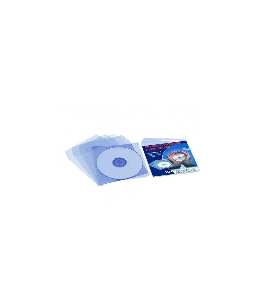 Caja 100 fundas pvc cristal cd/dvd 125x125mm + solapa iberplas 479d100