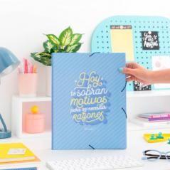 Carpeta carton separadora con goma elastica "hoy te sobran motivos para.. "mr.wonderful woa09755es